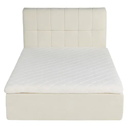 Lit complet avec matelas compressé 140x190 cm velours texturé beige AIR NEST