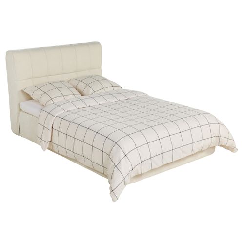 Lit complet avec matelas compressé 140x190 cm velours texturé beige AIR NEST
