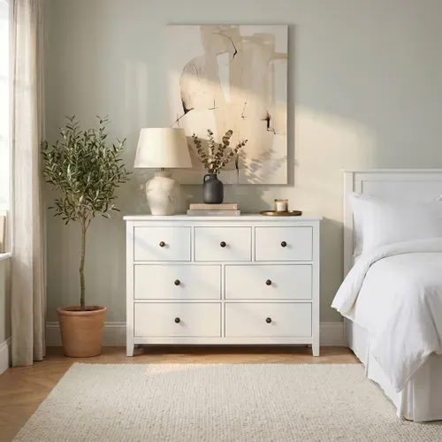 Commode 7 tiroirs L. 109 cm CHARMO blanc vue d'ambiance 1