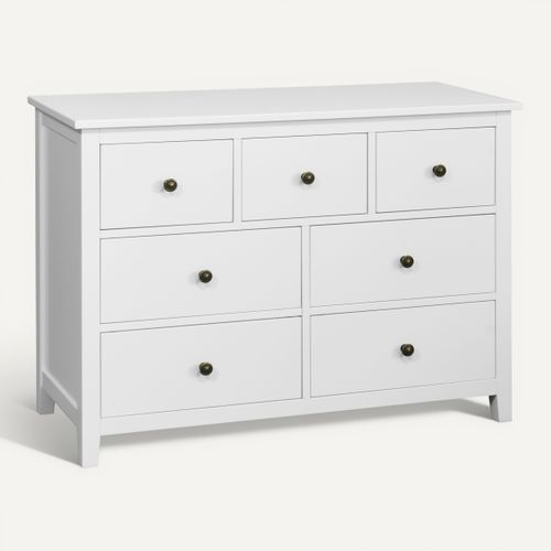 Commode 7 tiroirs L. 109 cm CHARMO blanc vue 3/4