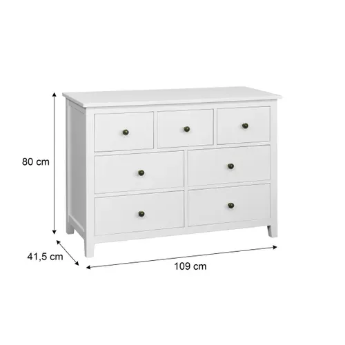 Commode 7 tiroirs L. 109 cm CHARMO blanc