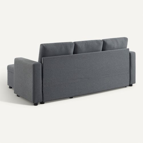 Canapé d'angle convertible méridienne réversible TYLER tissu gris foncé vue de derrière