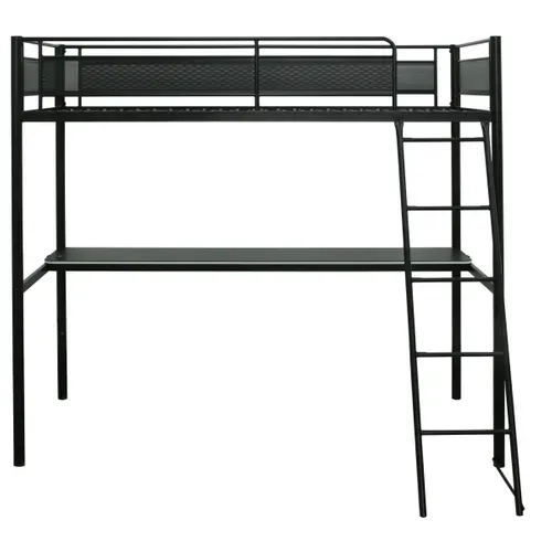 Lit mezzanine 90x190 cm ORIO métal noir vue de face