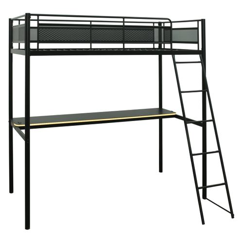 Lit mezzanine 90x190 cm ORIO métal noir vue 3/4