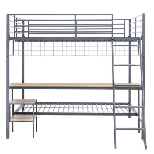 Lit superposé 90x190 cm + 140x190 cm CALEB gris foncé