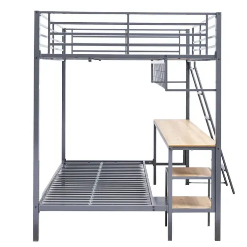 Lit superposé 90x190 cm + 140x190 cm CALEB gris foncé