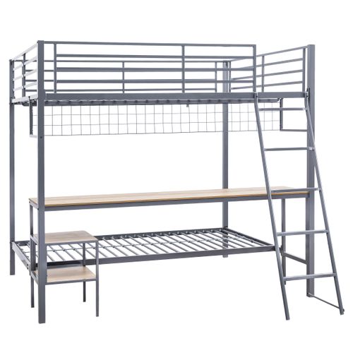 Lit superposé 90x190 cm + 140x190 cm CALEB gris foncé