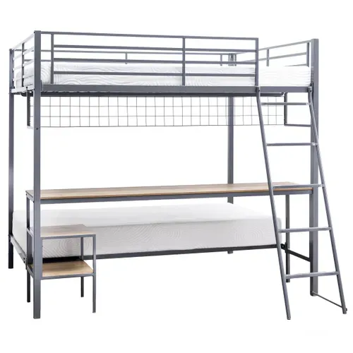 Lit superposé 90x190 cm + 140x190 cm CALEB gris foncé