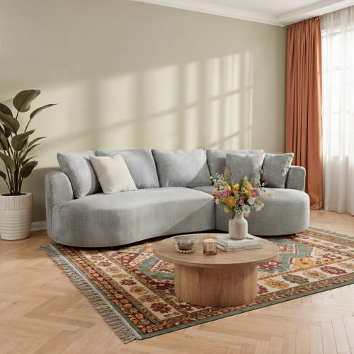 Canapé d'angle droit INES tissu gris