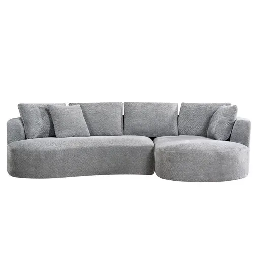 Canapé d'angle compressé INES tissu gris vue de face