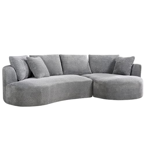 Canapé d'angle compressé INES tissu gris vue de profil