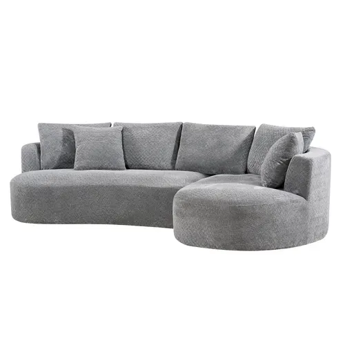 Canapé d'angle compressé INES tissu gris vue 3/4