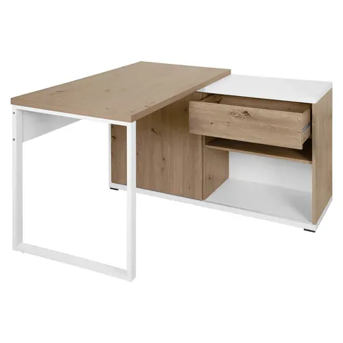 Bureau d'angle RYAN imitation chêne et blanc