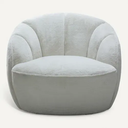 Fauteuil ROSALIE tissu blanc vue de face