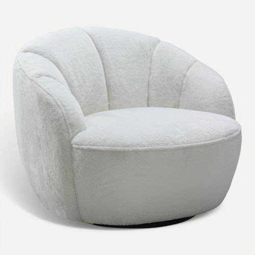 Fauteuil ROSALIE tissu blanc vue 3/4