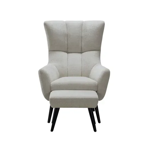 Fauteuil PRINCE tissu beige vue de face