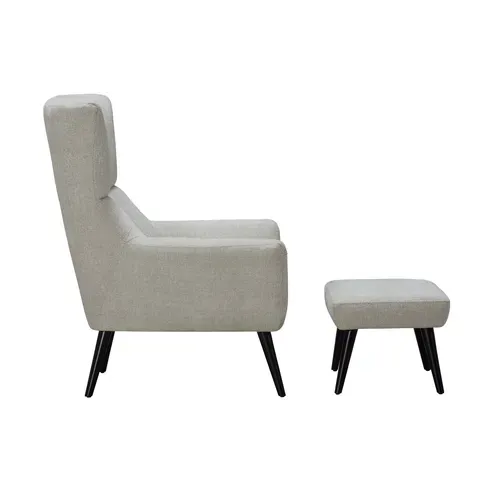 Fauteuil PRINCE tissu beige vue de profil