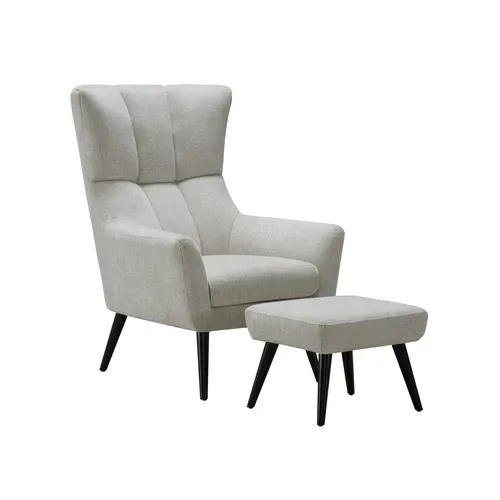 Fauteuil PRINCE tissu beige vue 3/4