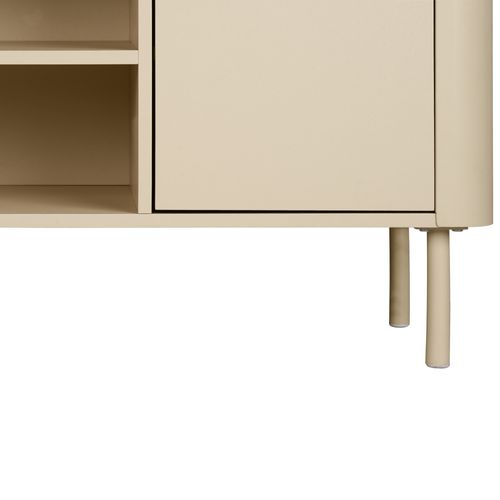 Meuble TV L.120 cm DANIELLE imitation chêne et beige vue accessoires