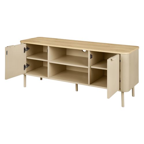 Meuble TV L.120 cm DANIELLE imitation chêne et beige