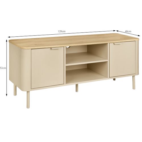 Meuble TV L.120 cm DANIELLE imitation chêne et beige