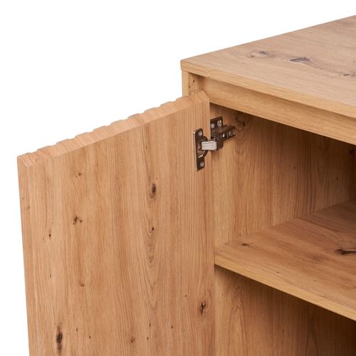 Rangement 2 portes L. 80 cm VICTOIRE imitation chêne et pieds noirs vue détaillée
