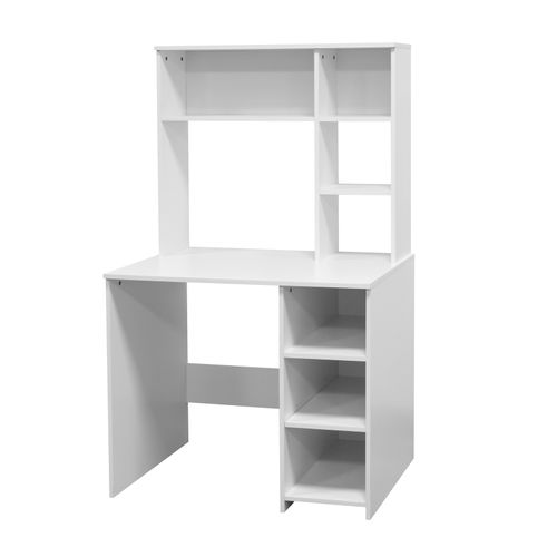 Bureau avec rangements RACHEL blanc vue de profil