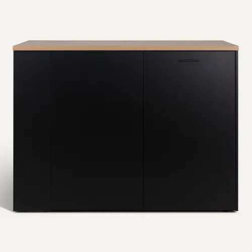 Ilot central H.90cm NATACHA imitation chêne et noir vue de face