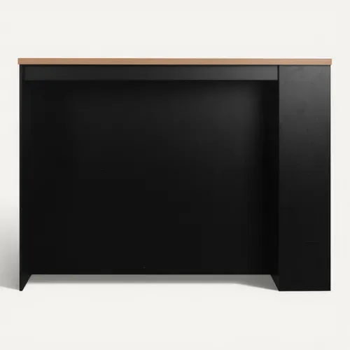 Ilot central H.90cm NATACHA imitation chêne et noir vue de derrière
