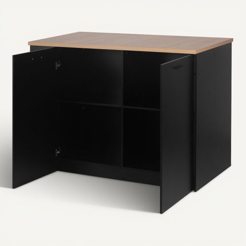 Ilot central H.90cm NATACHA imitation chêne et noir