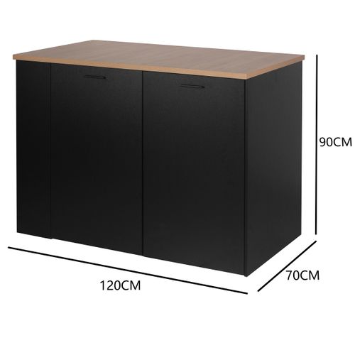 Ilot central H.90cm NATACHA imitation chêne et noir