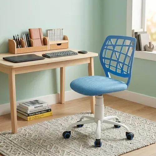 Chaise dactylo réglable SUZY tissu bleu vue d'ambiance 1