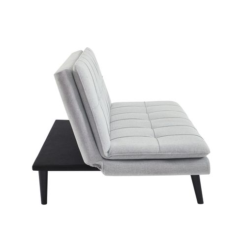 Banquette-lit clic-clac MAGGIE tissu gris clair vue de profil
