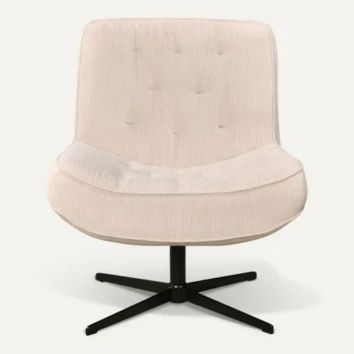 Fauteuil pivotant 360 PAKEO en velours côtelé beige vue de face