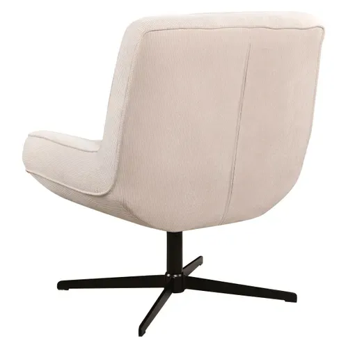 Fauteuil pivotant 360 PAKEO en velours côtelé beige vue de derrière