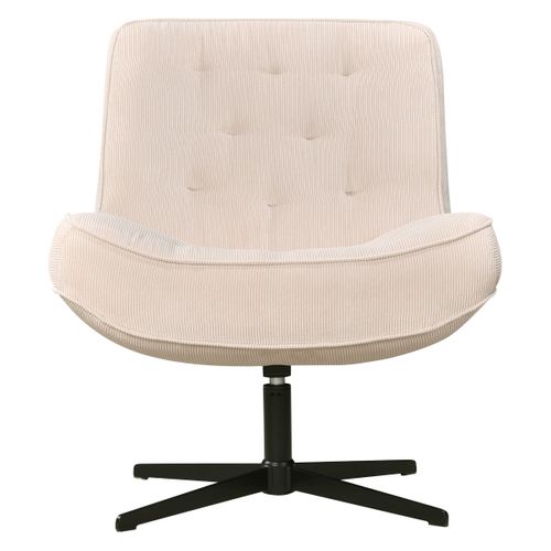 Fauteuil pivotant 360 PAKEO en velours côtelé beige