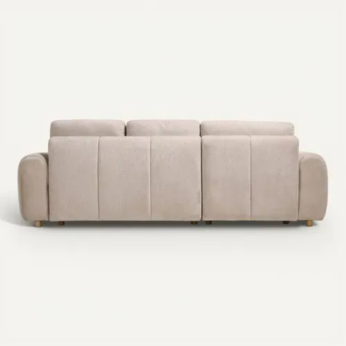 Canapé d'angle convertible méridienne réversible MATCHA tissu texturé beige vue de derrière