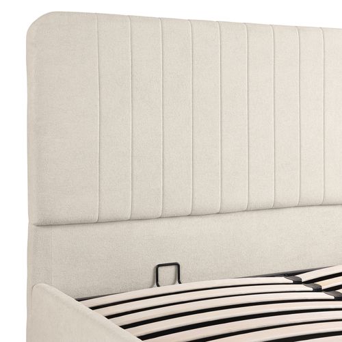 Lit coffre 140x190 cm KIAN tissu velours beige vue détaillée