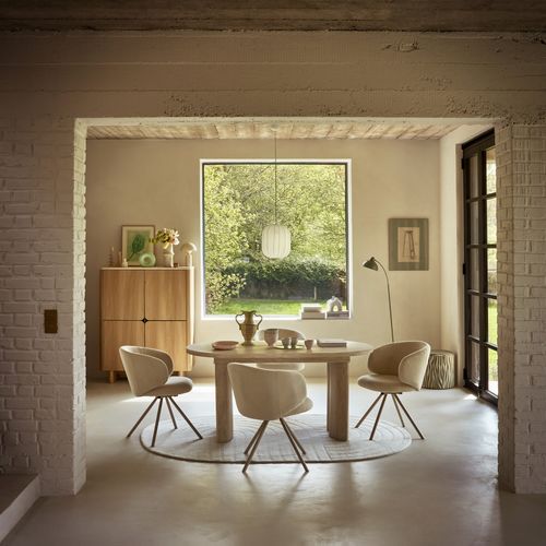 Buffet haut TANGO Imitation chêne / travertin vue d'ambiance 1