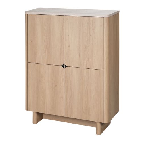 Buffet haut TANGO Imitation chêne / travertin vue de profil