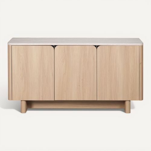 Buffet L. 160 cm TANGO Imitation chêne / travertin vue de face