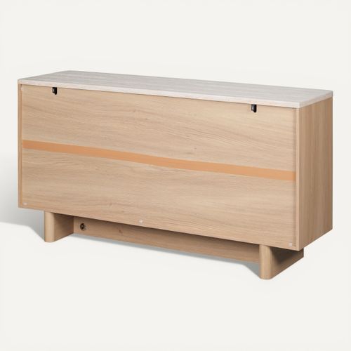 Buffet L. 160 cm TANGO Imitation chêne / travertin vue de derrière