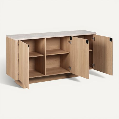Buffet L. 160 cm TANGO Imitation chêne / travertin