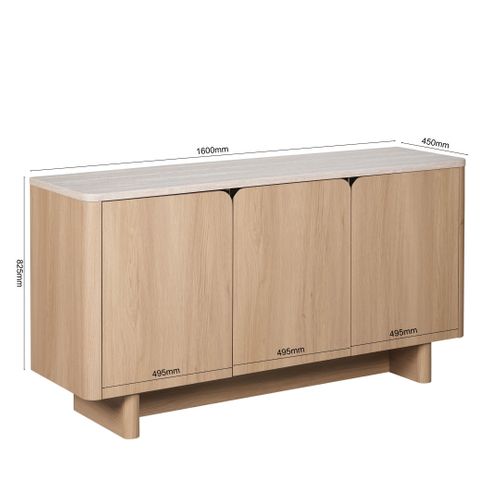 Buffet L. 160 cm TANGO Imitation chêne / travertin