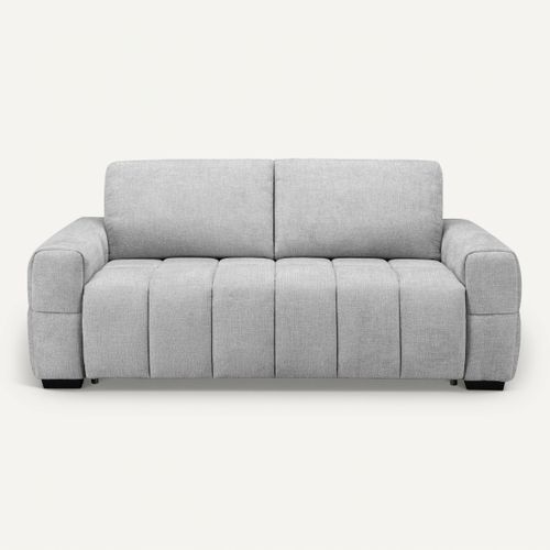 Canapé convertible 3 places MOREA tissu gris clair vue de face