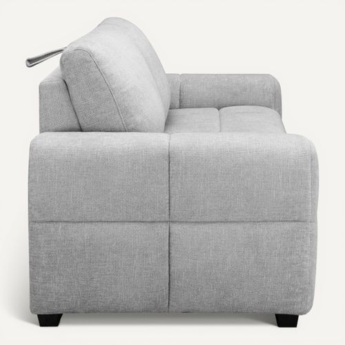 Canapé convertible 3 places MOREA tissu gris clair vue de profil