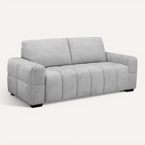 Canapé convertible 3 places MOREA tissu gris clair vue 3/4