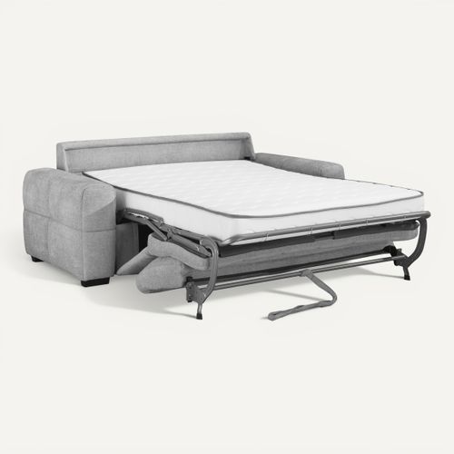 Canapé convertible 3 places MOREA tissu gris clair