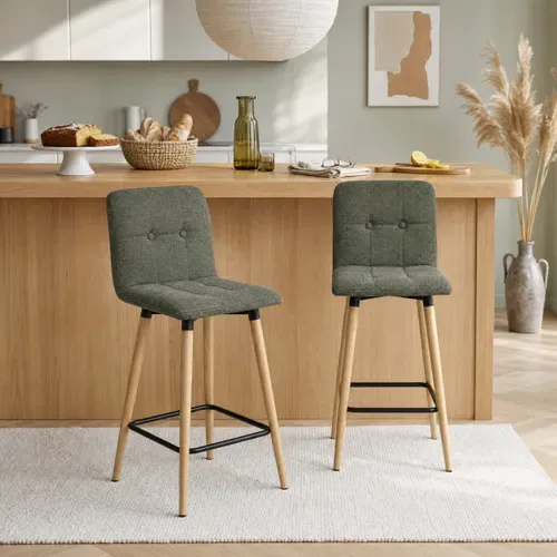 Lot de 2 tabourets de bar H. 63 cm MEVIK kaki vue d'ambiance 1