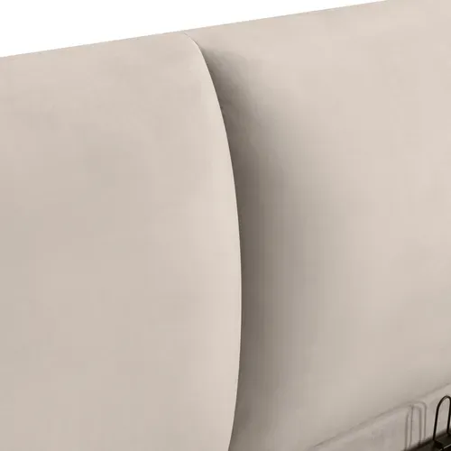 Lit coffre 160x200 cm COSY effet coussin tissu velours beige vue détaillée